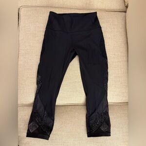 Lululemon Black Leggings with Lace Detail